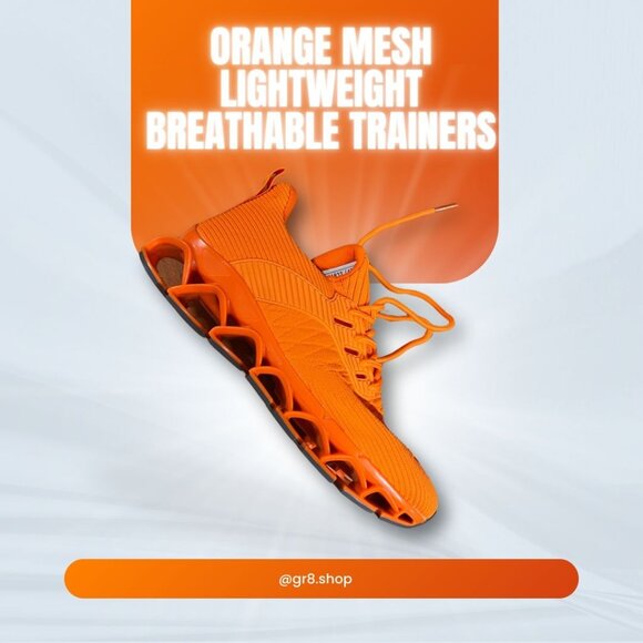 Orange Mesh Lightweight Breathable Trainers Size 7 - Picture 1 of 7